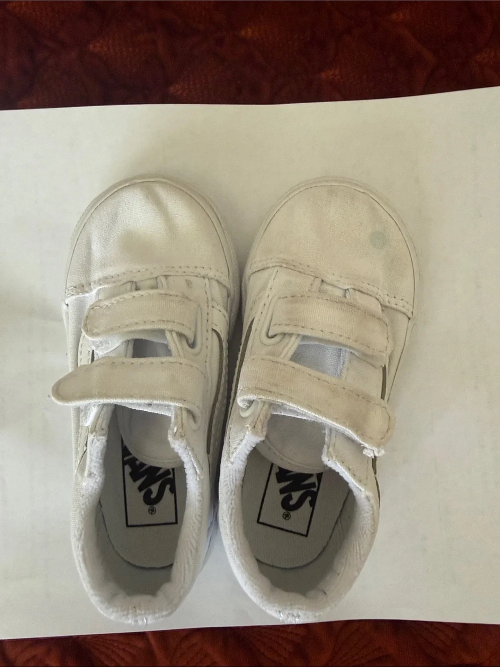 Vans Kids White Velcro Canvas Sneakers